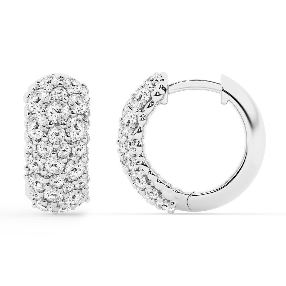 2 Carat Round Lab Grown Cluster Diamond Hoop Earrings In Sterling Silv White | Ashley Stewart
