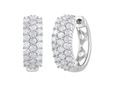 0.50 Carat Lab Grown Cluster Diamond Hinged Hoop Earrings | Ashley Stewart