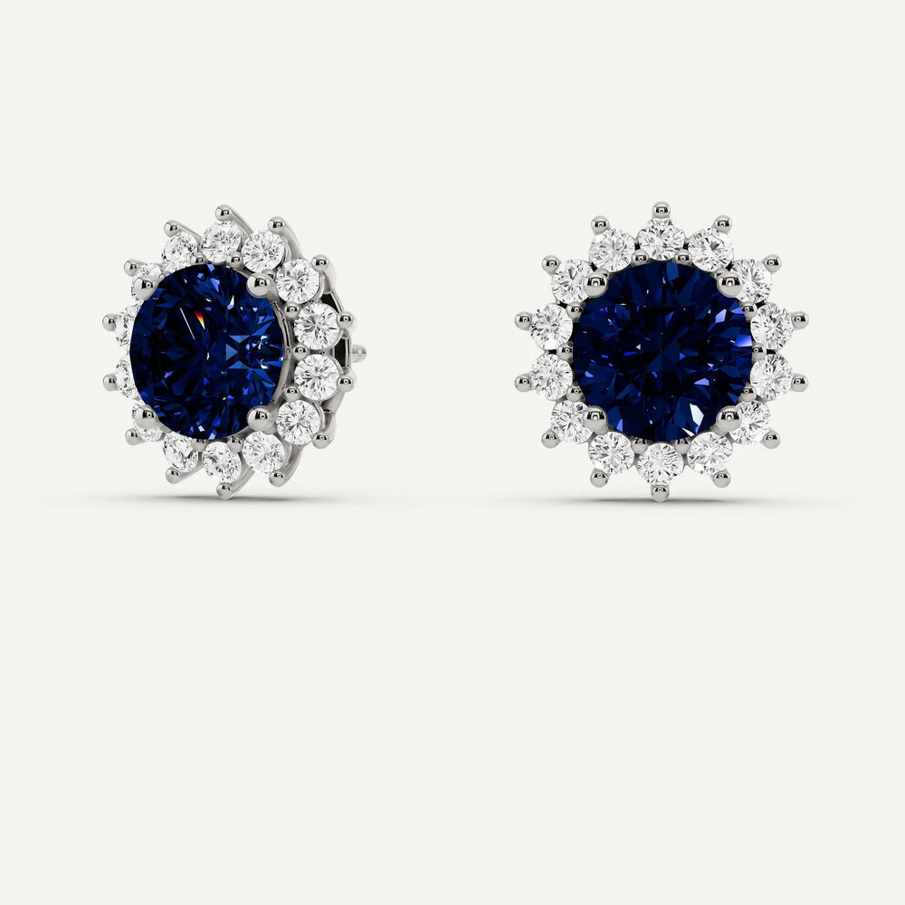 1 Carat Lab Grown Blue Sapphire Diamond Stud Earrings | Ashley Stewart