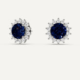 1 Carat Lab Grown Blue Sapphire Diamond Stud Earrings | Ashley Stewart