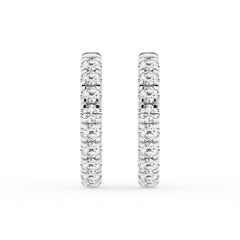 1 Carat Round Lab Grown Diamond Hoop Earrings In Sterling Silver White | Ashley Stewart