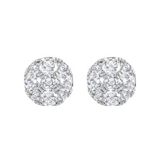 1 Carat Round Cut Lab Grown Diamond Cluster Stud Earrings In Sterling | Ashley Stewart
