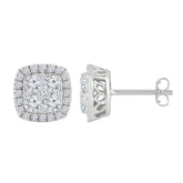 1 Carat Round Cut Lab Grown Diamond Halo Cluster Stud Earrings | Ashley Stewart