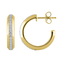 0.50 Carat Lab Grown Single Row Diamond Half Huggie Hoop Earrings | Ashley Stewart
