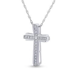 0.25 Carat Sterling Silver Lab Grown Diamond Cross Necklace | Ashley Stewart