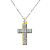 0.75 Carat Lab Grown Diamond Cluster Cross Pendant Necklace In Sterlin | Ashley Stewart