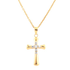 0.25 Carat Lab Grown Diamond Cross Pendant Necklace In Yellow Gold Pla | Ashley Stewart