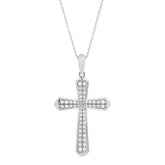 1 Carat Sterling Silver Lab Grown Cross Diamond Pendant Necklace | Ashley Stewart