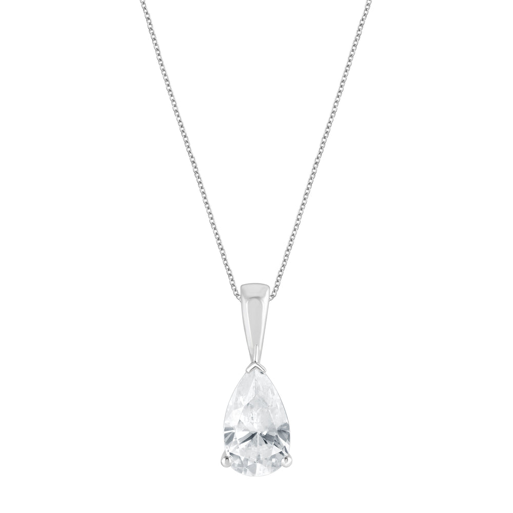 1 Carat Lab Grown Solitaire Pear Cut Diamond Pendant Necklace | Ashley Stewart