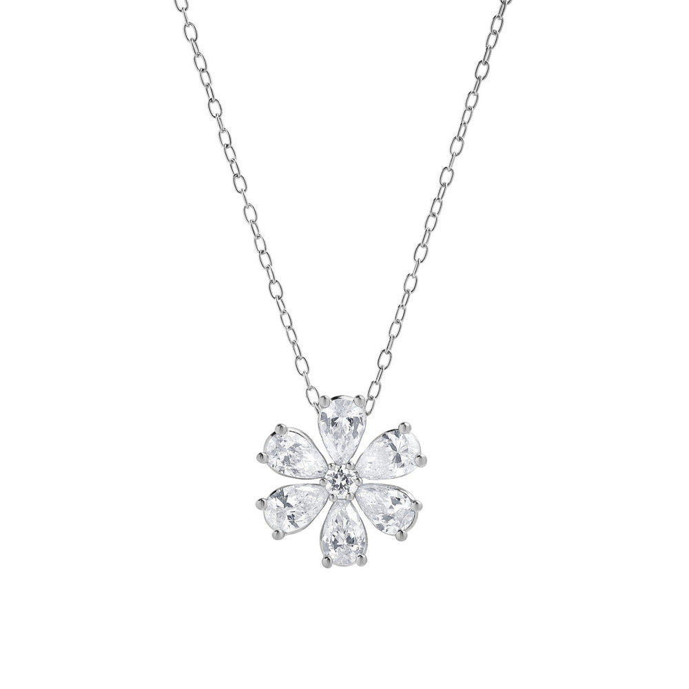 1 Carat Lab Grown Floral Diamond Pendant Necklace In Sterling Silver | Ashley Stewart