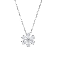1 Carat Lab Grown Floral Diamond Pendant Necklace In Sterling Silver | Ashley Stewart