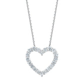 1 Carat Lab Grown Sterling Silver Diamond Heart Pendant Necklace | Ashley Stewart