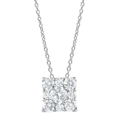 1 Carat Lab Grown Square Cluster Diamond Pendant Necklace In Sterling | Ashley Stewart