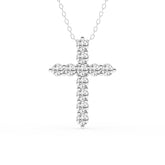 1 Carat Round Lab Grown Diamond Cross Pendant Necklace White | Ashley Stewart