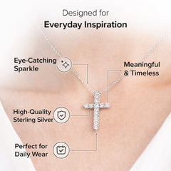 1 Carat Round Lab Grown Diamond Cross Pendant Necklace White | Ashley Stewart