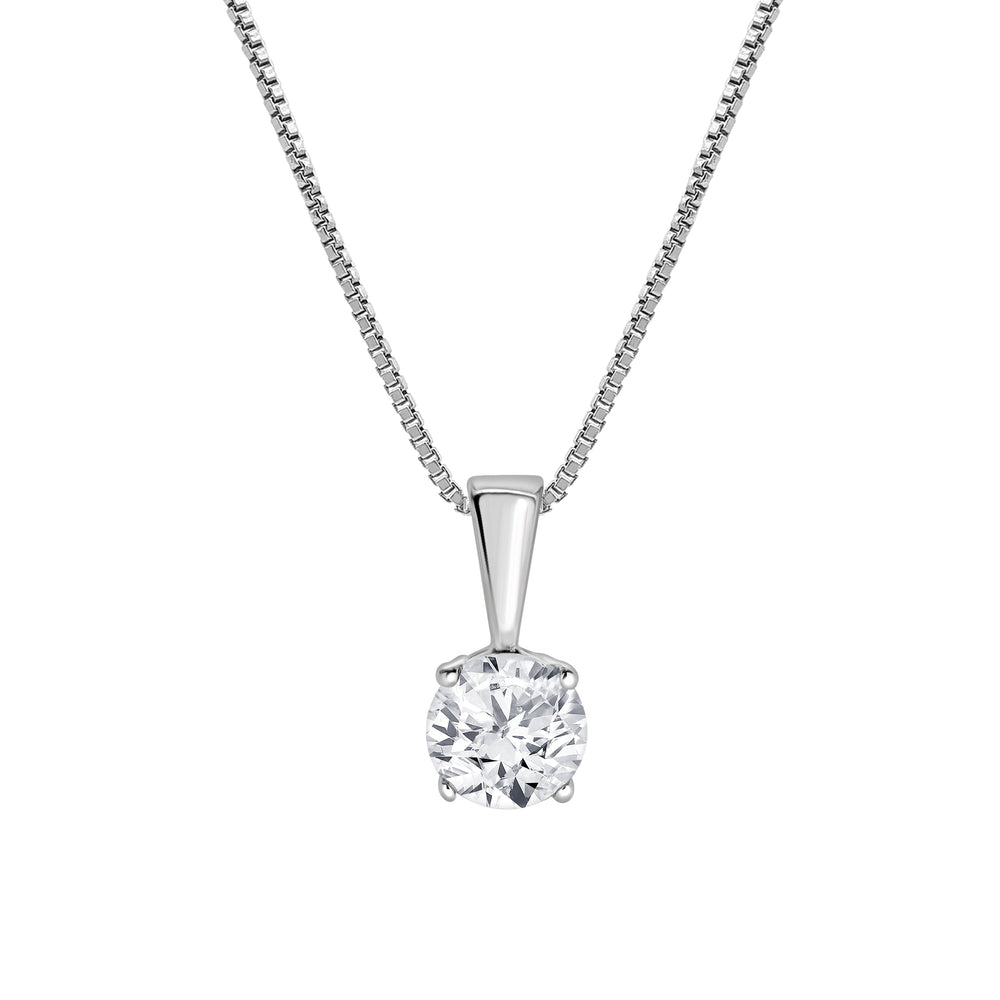 0.60 Carat Lab Grown Round Solitaire Diamond Pendant Necklace In Sterl | Ashley Stewart