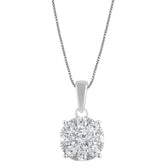 0.50 Carat Lab Grown Round Cluster Diamond Pendant Sterling Silver Nec | Ashley Stewart