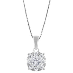 0.50 Carat Lab Grown Round Cluster Diamond Pendant Sterling Silver Nec | Ashley Stewart