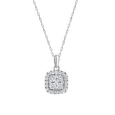 0.50 Carat Lab Grown Round Halo Diamond Pendant Necklace In Sterling S | Ashley Stewart