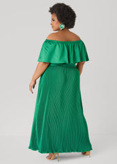 Off The Shoulder Satin Maxi Dress Amazon | Ashley Stewart