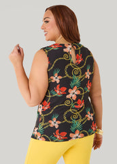 Status Print Mesh Top Black Combo | Ashley Stewart