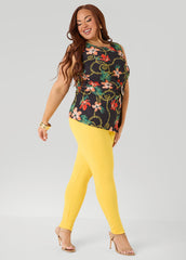 Status Print Mesh Top Black Combo | Ashley Stewart