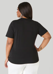 Mama Sequined Tee Black | Ashley Stewart