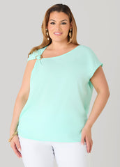 Embellished Crepe Top Blue | Ashley Stewart