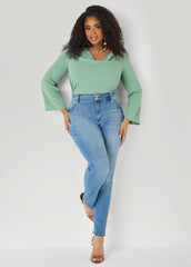 Textured Cowl Neck Blouse Pink | Ashley Stewart