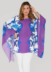 Draped Printed Poncho Pansy | Ashley Stewart