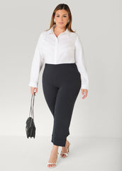 Crystal Cotton Blend Shirt White | Ashley Stewart