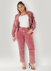 Stonewash Slim Leg Cargo Jeans Confetti | Ashley Stewart