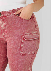 Stonewash Slim Leg Cargo Jeans Confetti | Ashley Stewart