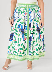 Parrot Print Maxi Skirt Victoria Blue | Ashley Stewart
