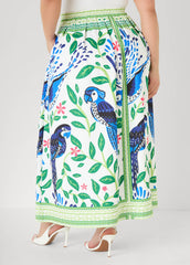 Parrot Print Maxi Skirt Victoria Blue | Ashley Stewart