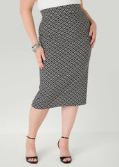 Millennium Geo Print Skirt Black White | Ashley Stewart