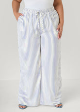 Pinstriped Wide Leg Pants Turtledove | Ashley Stewart