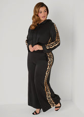 Animal Striped Wide Leg Pants Black | Ashley Stewart
