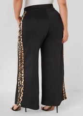 Animal Striped Wide Leg Pants Black | Ashley Stewart