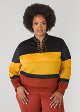 Chain Embellished Striped Pullover Burnt Henna | Ashley Stewart