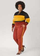 Pintucked Striped Joggers Burnt Henna | Ashley Stewart