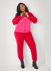 Pintucked Striped Joggers Fuchsia | Ashley Stewart