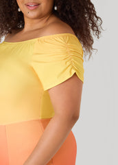 Ombre Off The Shoulder Maxi Dress Persimmon Orange | Ashley Stewart
