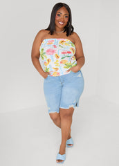 Summer Print Mesh Tube Top Multi | Ashley Stewart