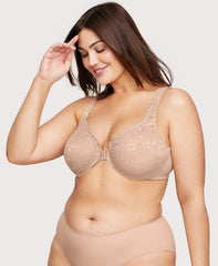 Front-Closure Stretch Lace WonderWire Bra Cafe | Ashley Stewart