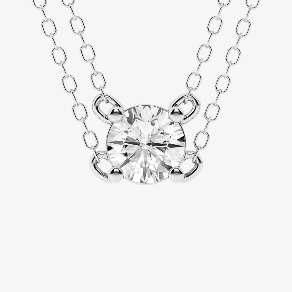 0.60 Carat Lab Grown Round Solitaire Diamond Necklace In Sterling Silv | Ashley Stewart