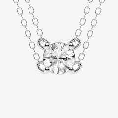 0.60 Carat Lab Grown Round Solitaire Diamond Necklace In Sterling Silv | Ashley Stewart
