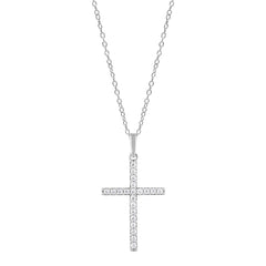 0.25 Carat Lab Grown Cross Diamond Necklace White | Ashley Stewart