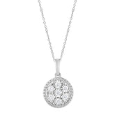 0.25 Carat Lab Grown Round Cluster Diamond Pendant Necklace In Sterlin | Ashley Stewart