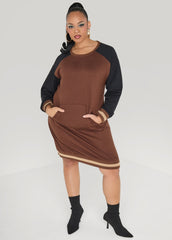 Raglan French Terry Sneaker Dress Black Combo | Ashley Stewart